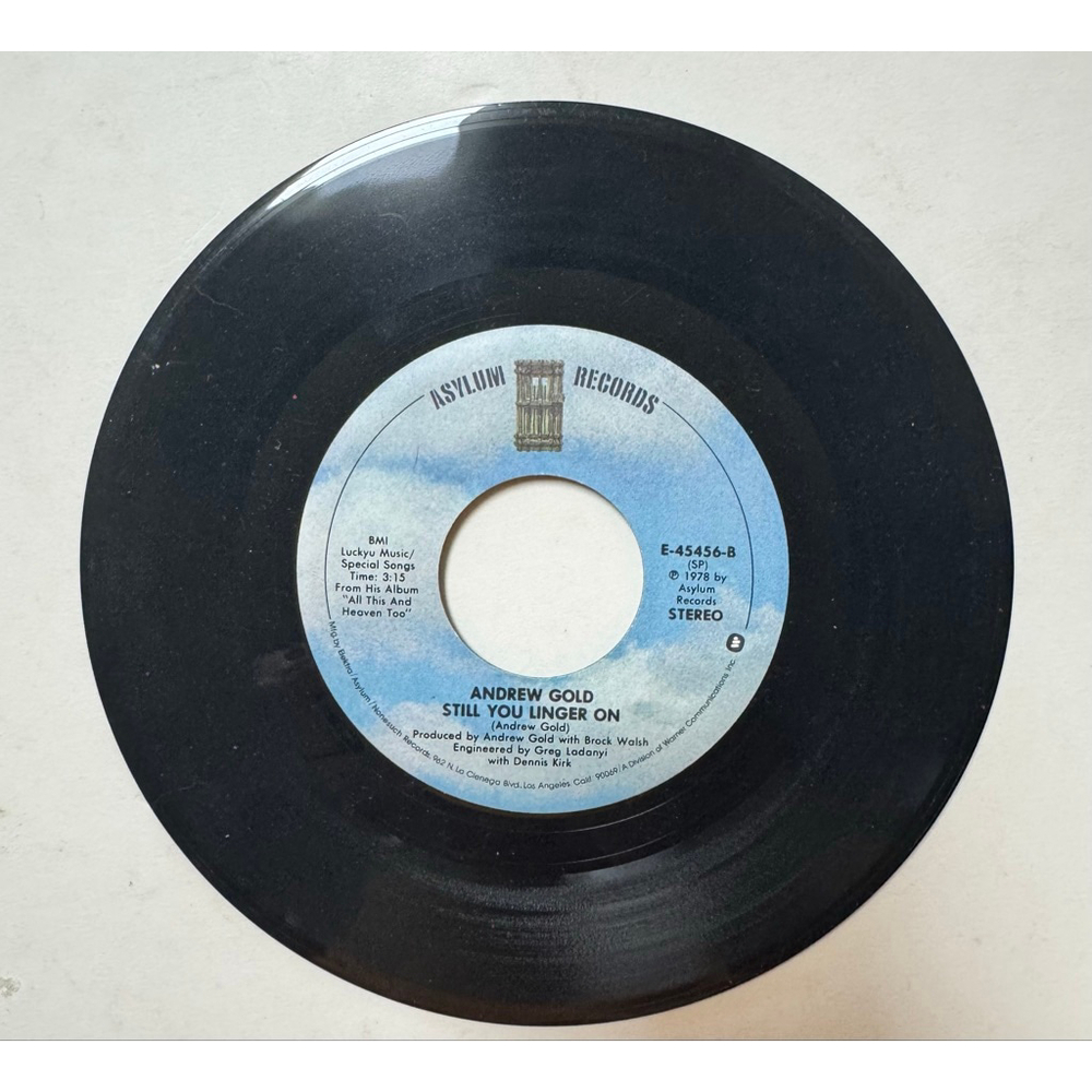 1978 Asylum Records 45 RPM Andrew Gold “Thank You For Being A Friend”